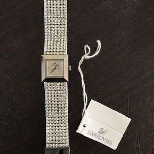 Authentic Swarovski Crystal White Leather Watch